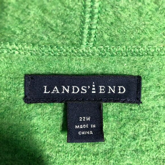 Lands End Wool Coat Jacket Womens Size 22 WIDE Green Button Front Pockets - Picture 2 of 7